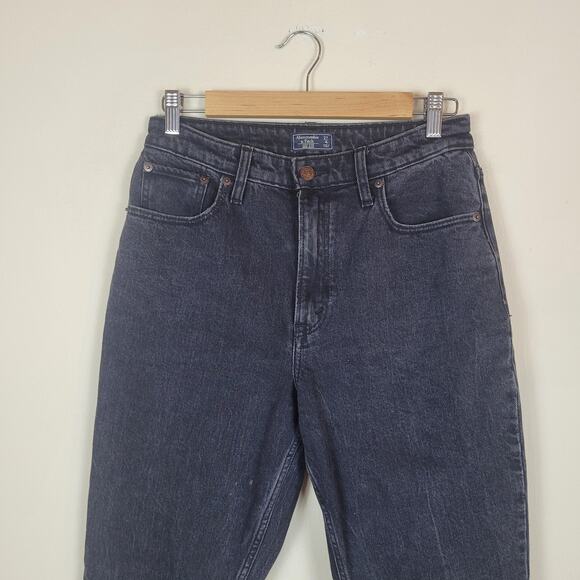 Abercrombie & Fitch Jeans Womens 27 4R Black Denim High Rise Mom Jean - Picture 2 of 8